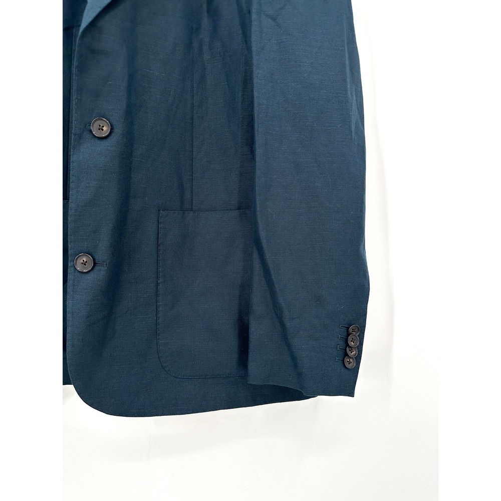 Wills Rosedale Linen Classic Patch Pocket Suit Jacket Huckberry Navy Men's 38 - Picture 6 of 7